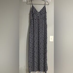 NWT Adrianna Papell 16 Wrap Dress Spaghetti Strap Tropical Vine Pattern Navy New